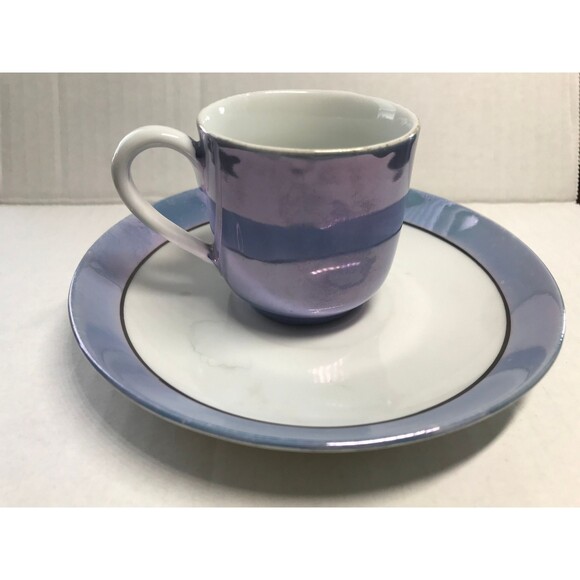 Unbranded Other - Rare eBerthal Bavaria Germany Mini Blue Lusterware Cup and Saucer